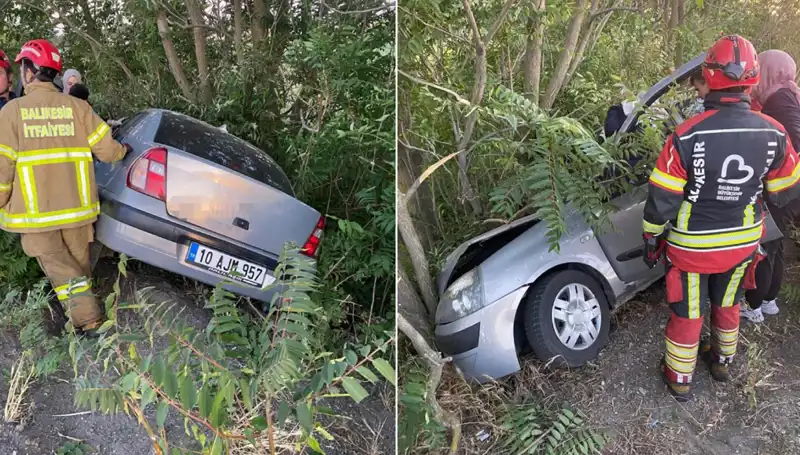 Balıkesir'de Feci Kaza: Otomobil Şarampole Yuvarlandı, İki Kişi Yaralandı