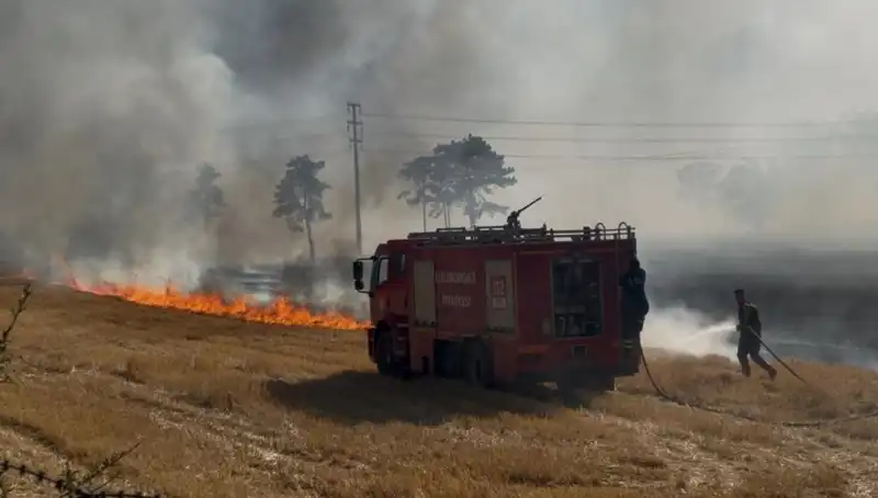 Kırklareli'nde Meydana Gelen Korkutucu Anız Yangını Panik Yaratıyor!